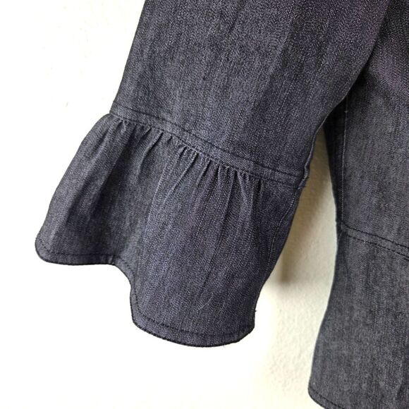 Sandro Sportswear Women's Denim Short Blazer Cotton Blend Blue Jacket Size Small - Picture 7 of 11